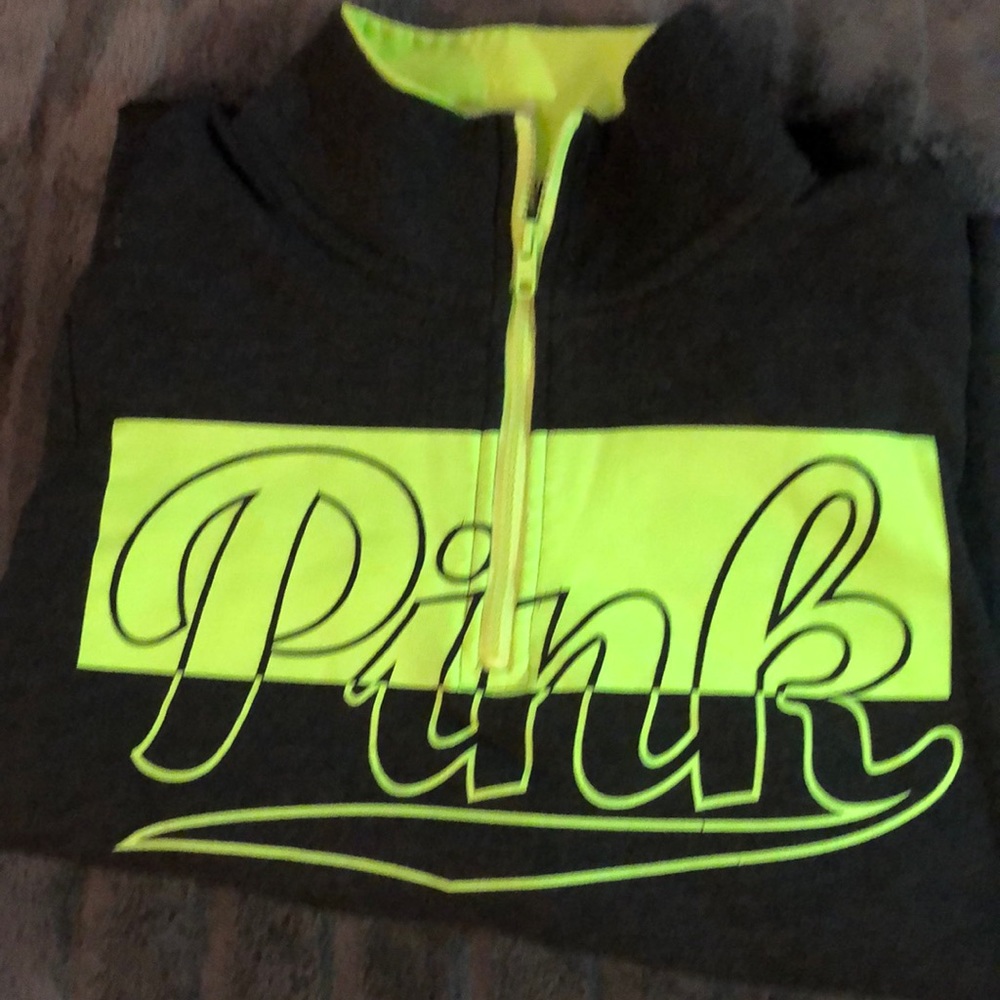 VS PINK quarter zip with hoodie pocket in medium